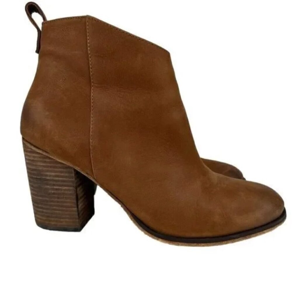 BP Lance-Lea Brown Booties High Heel Round Toe Block Heel Size 10 Women's